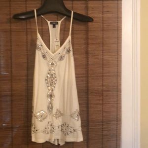 Racer back sequin embroidered tank top